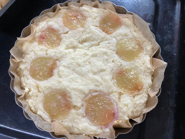 ブドウ載せおからケーキが美味しい